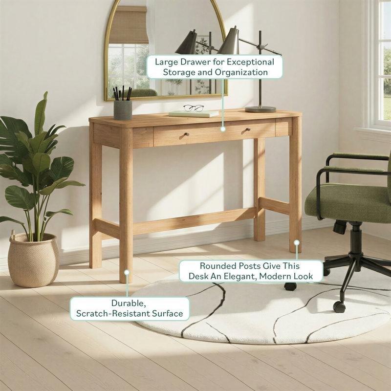 İngiliz Meşesi MDF Çekmeceli Çizilmeye Dayanıklı Vintage Çalışma Masası - 112x41 cm - 234446