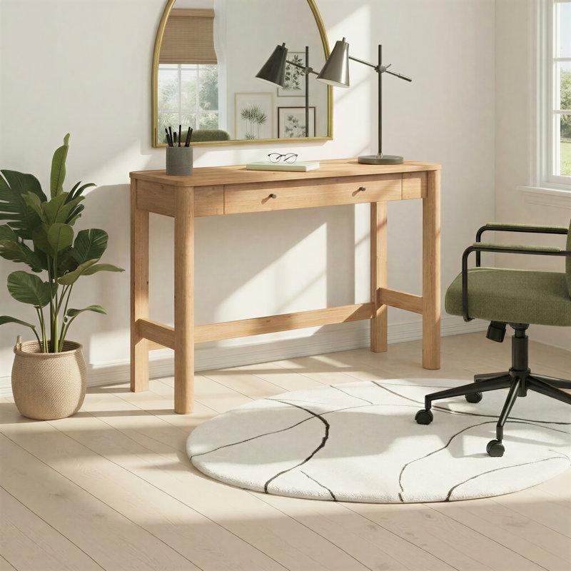 İngiliz Meşesi MDF Çekmeceli Çizilmeye Dayanıklı Vintage Çalışma Masası - 112x41 cm - 234446