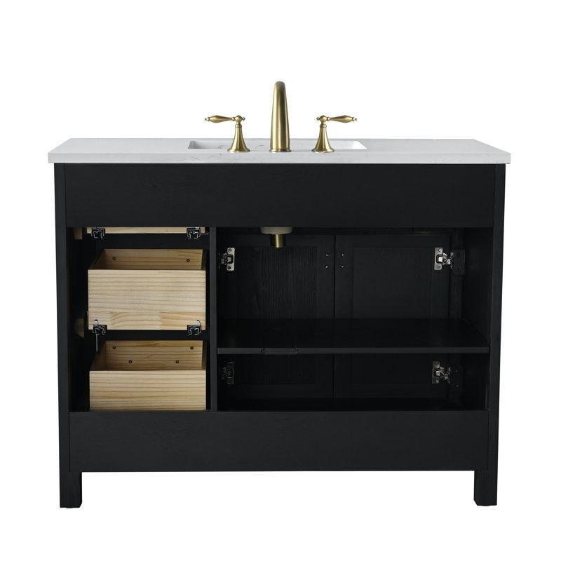 İşlenmiş Mermer Tezgahlı Masif Köknar Ağacı Yavaş Kapanır Çekmeceli Banyo Lavabo Dolabı - 110 cm - 197632