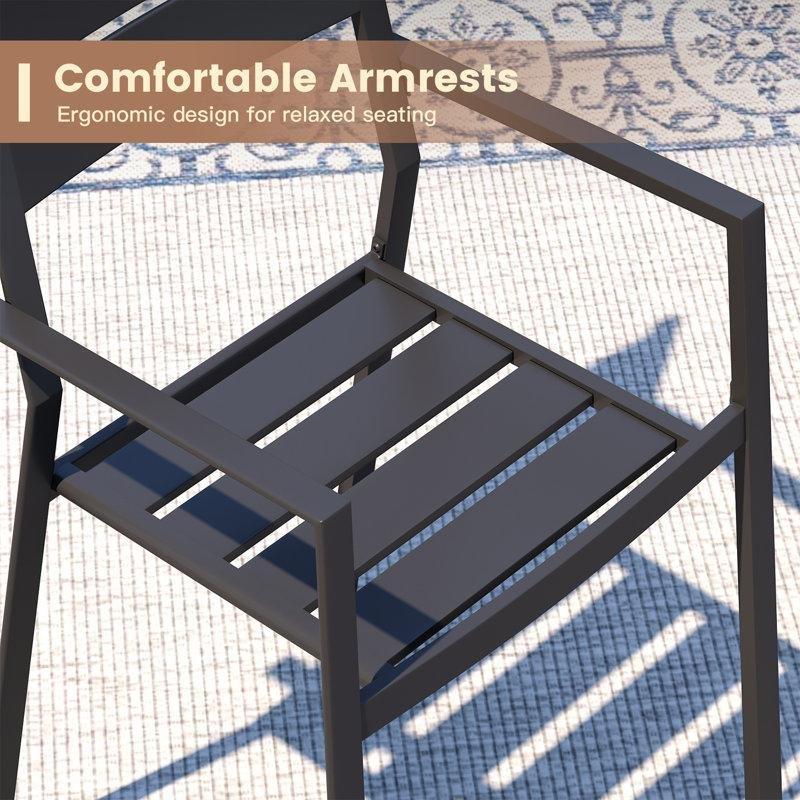 İstiflenebilir Metal Kollu Bahçe Sandalyesi - 4lü Set - 173813