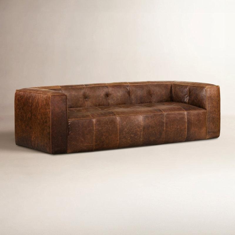 İtalyan Hakiki Deri Kapitoneli Köşeli Kolçaklı Koltuk - 234 cm - 195795