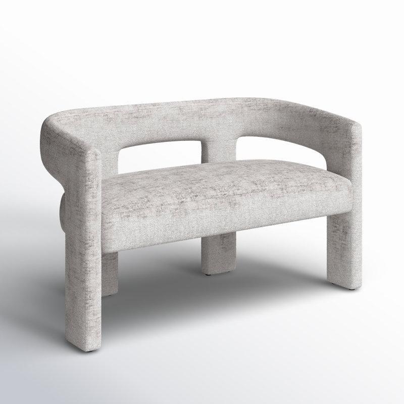 Jakarlı Kumaş Ahşap Ayaklı Sırtlı Yatak Odası Benchi - 127 cm - 164407