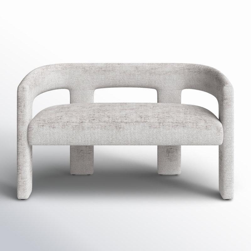 Jakarlı Kumaş Ahşap Ayaklı Sırtlı Yatak Odası Benchi - 127 cm - 164407