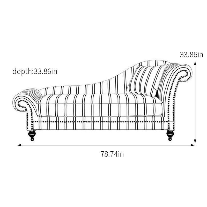 Jakarlı Kumaş Masif Ahşap Metal Zımbalı Josephine Koltuk - 200x87 cm - 189875