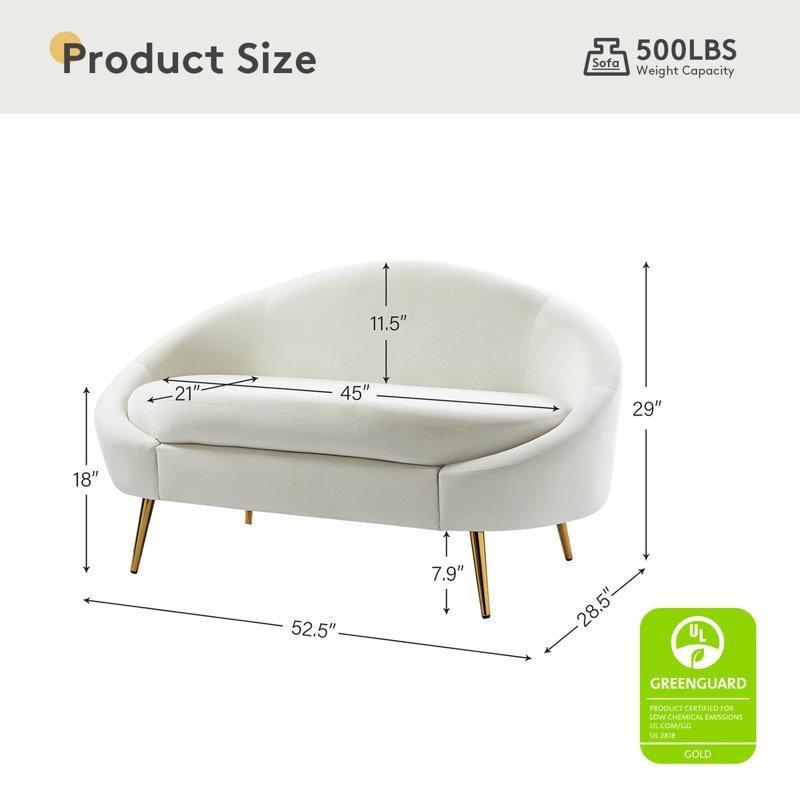 Kadife Ahşap Gold Metal Ayaklı İkili Koltuk - 134 cm - 206250