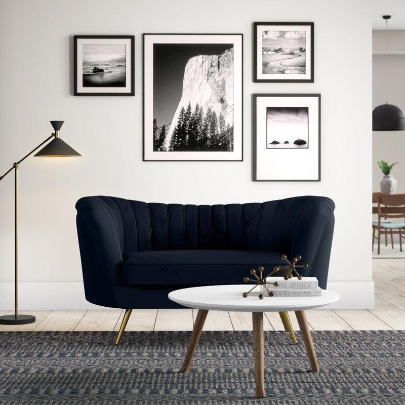 Kadife Huş Ahşap Gold Ayaklı Kapitoneli İkili Koltuk - 166 cm - 205324