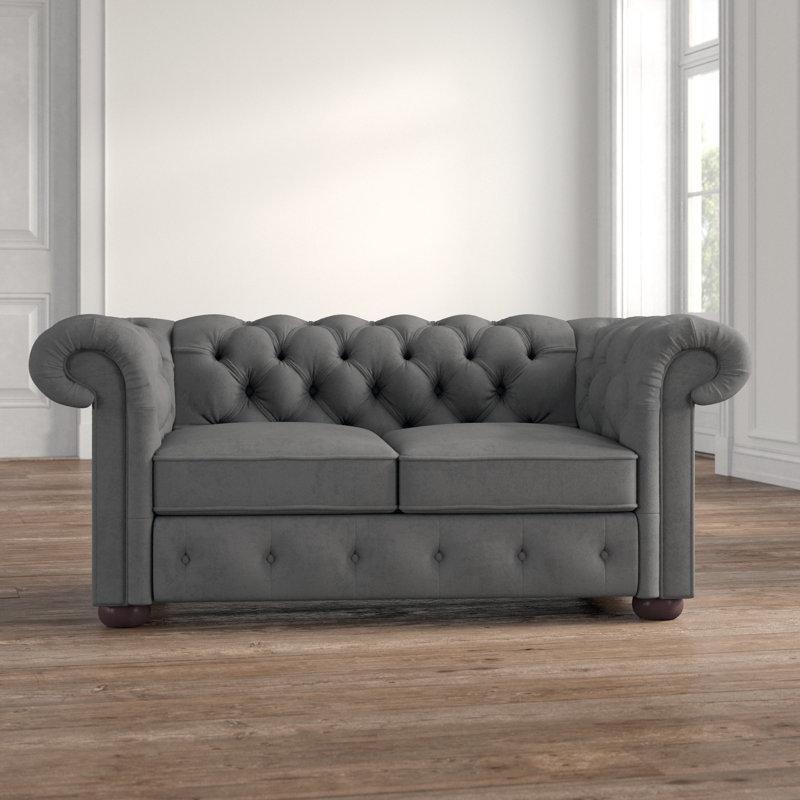 Kadife Kapitone Detaylı Chesterfield İkili Koltuk - 174 cm - 206371