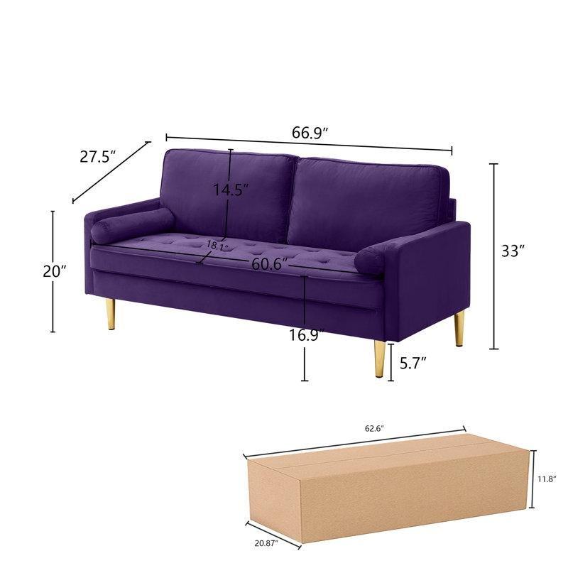 Kadife Kapitone Gold Ayaklı İkili Koltuk - 170 cm - 206019