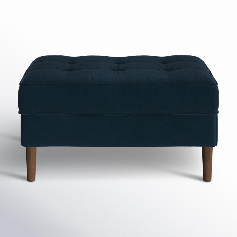 Kadife Kapitoneli Ahşap Ayaklı Dikdörtgen Puf - 81x51 cm - 164929