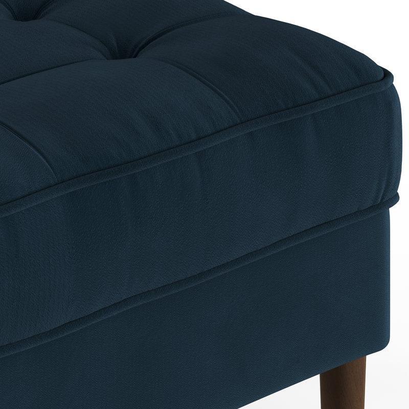 Kadife Kapitoneli Ahşap Ayaklı Dikdörtgen Puf - 81x51 cm - 164929