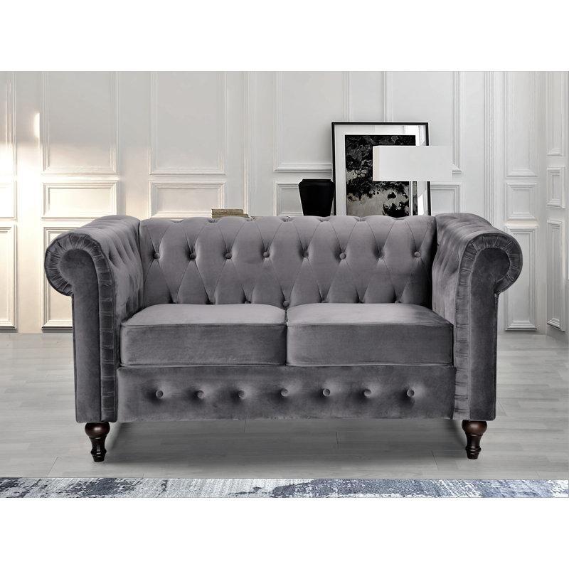 Kadife Kapitoneli Chesterfield İkili Koltuk - 155 cm - 206112