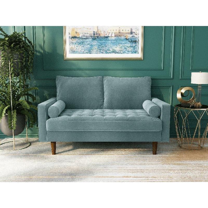 Kadife Kapitoneli Kare Kolçaklı İkili Koltuk - 148 cm - 206593