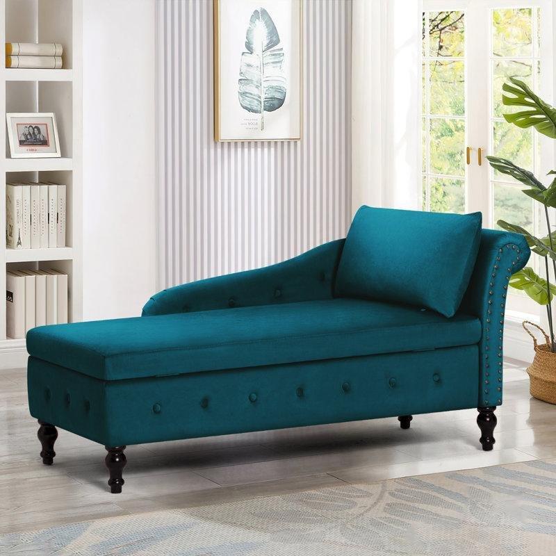 Kadife Kapitoneli Sandıklı Sağ Kollu Masif Ahşap Josephine Koltuk - 145x70 cm - 190343