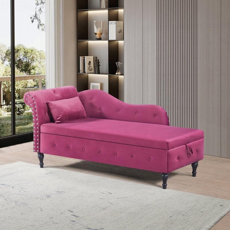 Kadife Kapitoneli Sandıklı Zımba Detaylı Masif Ahşap Josephine Koltuk - 153x71 cm - 190500