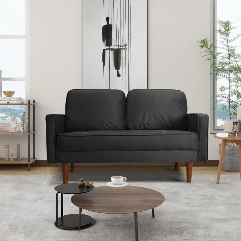 Kadife Kare Kolçaklı İkili Koltuk - 143 cm - 206659