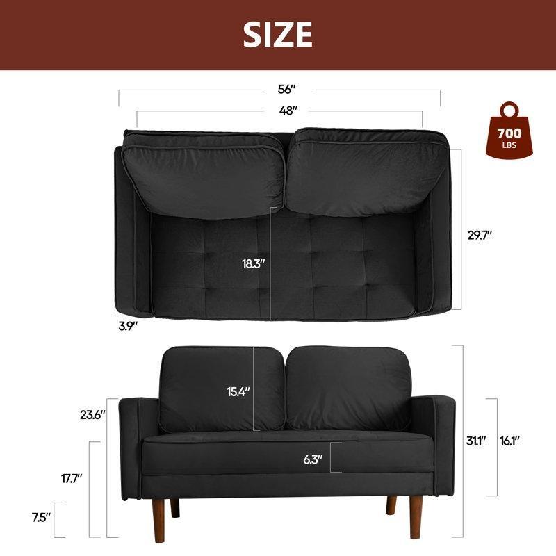 Kadife Kare Kolçaklı İkili Koltuk - 143 cm - 206659