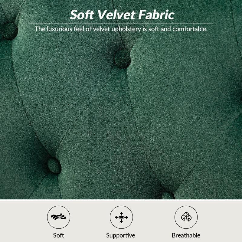 Kadife Kumaş Masif Ahşap Kapitoneli Zımba Detaylı Tekli Koltuk - 73 cm - 203599