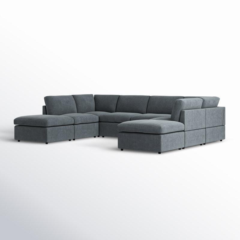 Kadife Kumaş Modüler 8 Kişilik U Köşe Koltuk Takımı - 328x243 cm - 193011