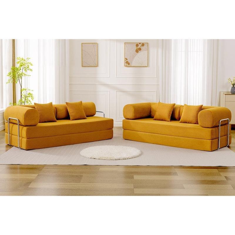 Kadife Kumaş Modüler Yataklı Altı Kişilik Koltuk - 200x92x71 cm - 194808