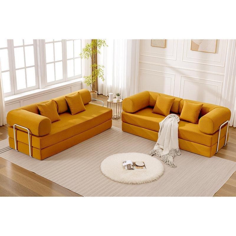 Kadife Kumaş Modüler Yataklı Altı Kişilik Koltuk - 200x92x71 cm - 194808