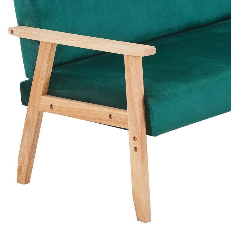 Kadife Masif Ahşap Retro İkili Koltuk - 153 cm - 208347