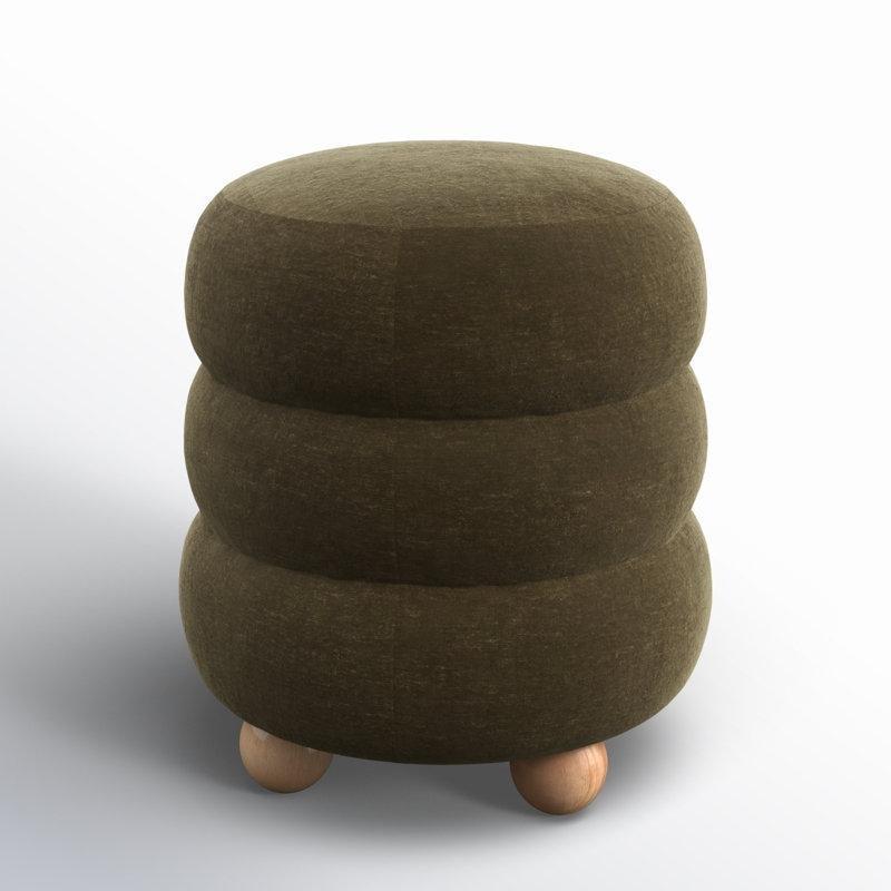Kadife Masif Ahşap Top Ayaklı Yuvarlak Makyaj Masası Pufu - 44 cm - 233145