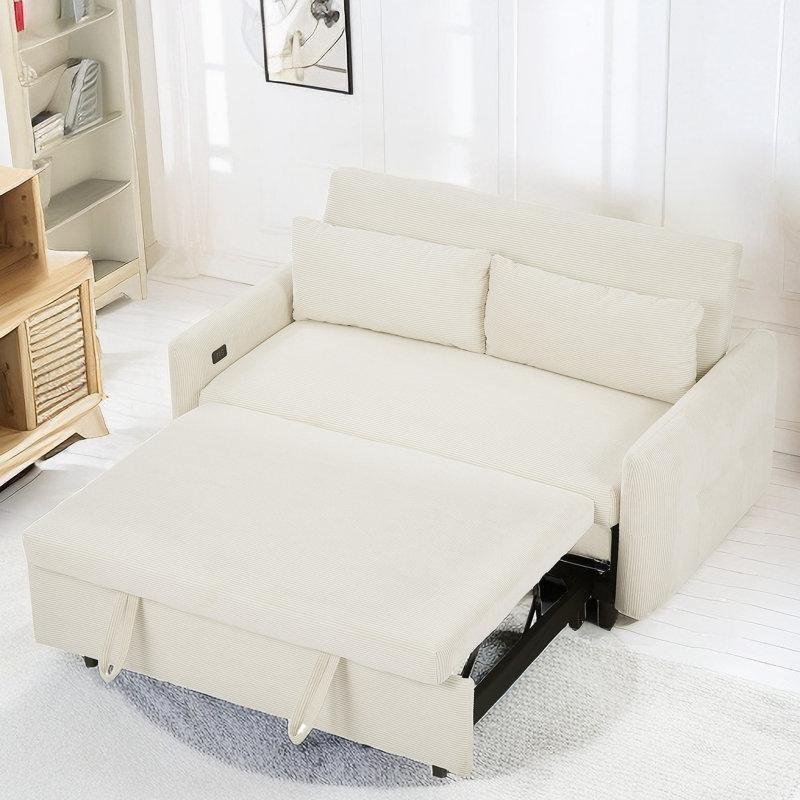 Kadife Yatak Olabilen USB Portlu İkili Koltuk - 146 cm - 205554