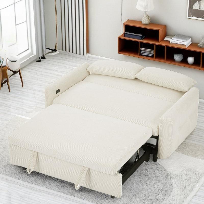 Kadife Yatak Olabilen USB Portlu İkili Koltuk - 146 cm - 205554