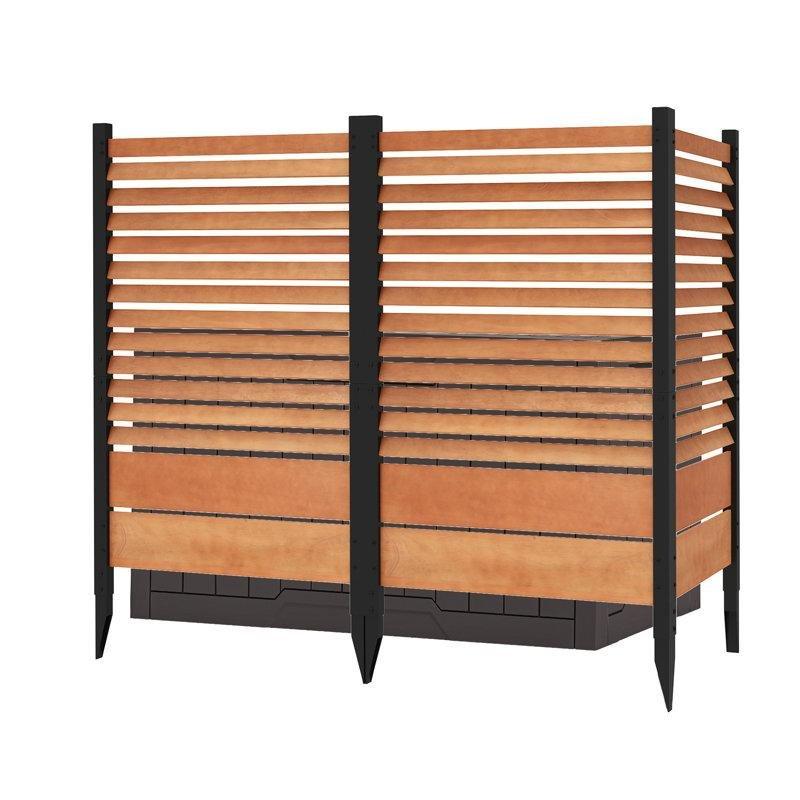 Kahverengi Ahşap Çift Taraflı Hava Koşullarına Dayanıklı Bahçe Paravanı - 153x97 cm - 173236