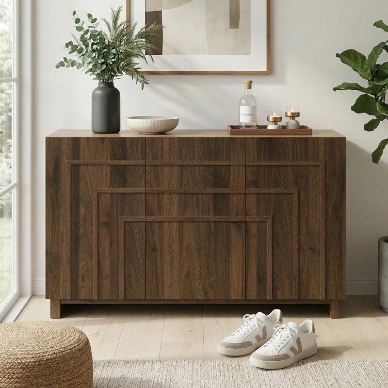 Kahverengi Ahşap Kademeli Panel Kapaklı Yavaş Kapanır Ayakkabılık - 120 cm - 228338