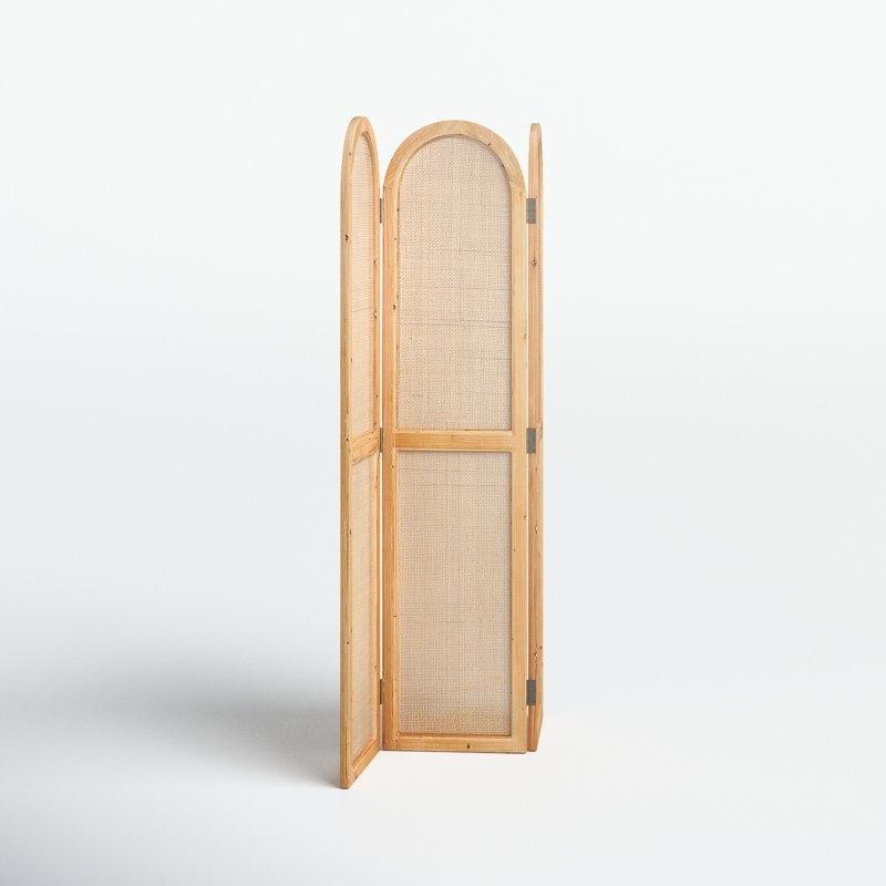 Kahverengi Ahşap Kemerli 3 Panelli Katlanır Paravan - 129x187 cm - 184534