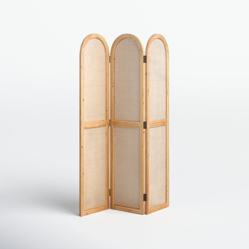 Kahverengi Ahşap Kemerli 3 Panelli Katlanır Paravan - 129x187 cm - 184534