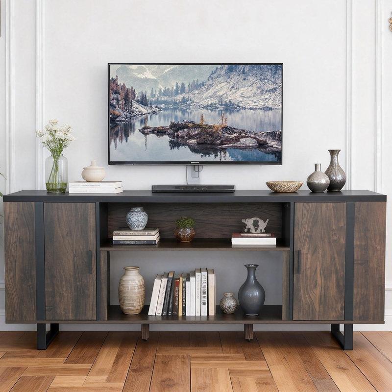 Kahverengi Ahşap Metal Ayaklı Ayarlanabilir Raflı TV Ünitesi - 183 cm - 220787
