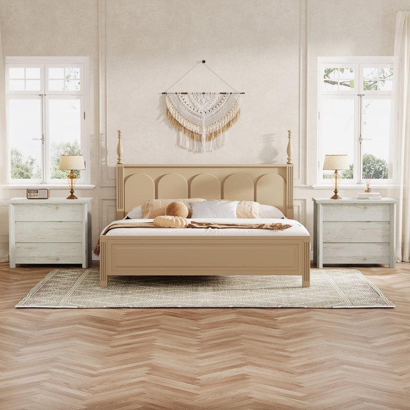 Kahverengi Ahşap Rustik Üç Çekmeceli Geniş Komodin - 81x46x68 cm - 223450