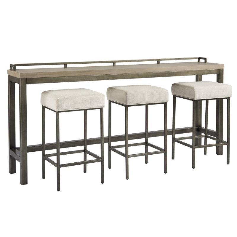 Kahverengi Ahşap ve Gri Metal 3 Tabureli Koltuk Arkası Dresuar - 209 cm - 217755
