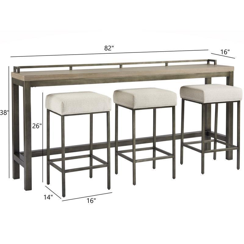 Kahverengi Ahşap ve Gri Metal 3 Tabureli Koltuk Arkası Dresuar - 209 cm - 217755
