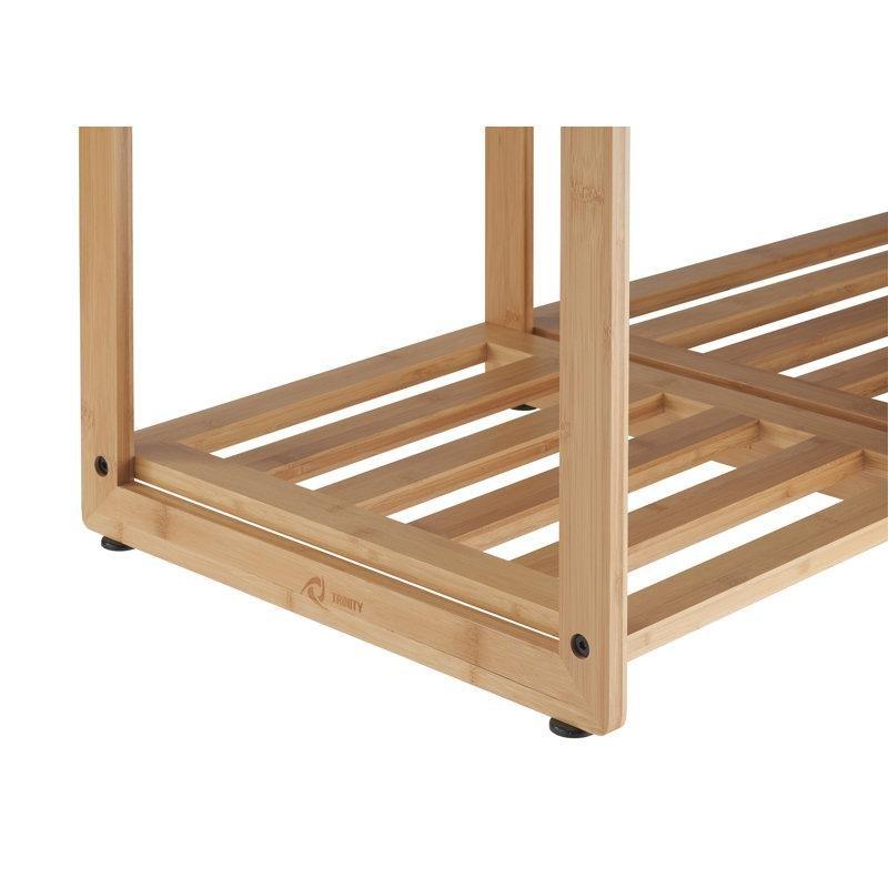 Kahverengi Bambu Üç Raflı ve Üç Bölmeli Çamaşır Sepeti - 106x44 cm - 187304