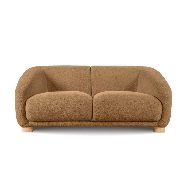 Kahverengi Bukle Kumaş Eğimli Kolçaklı İkili Koltuk - 172 cm - 205513