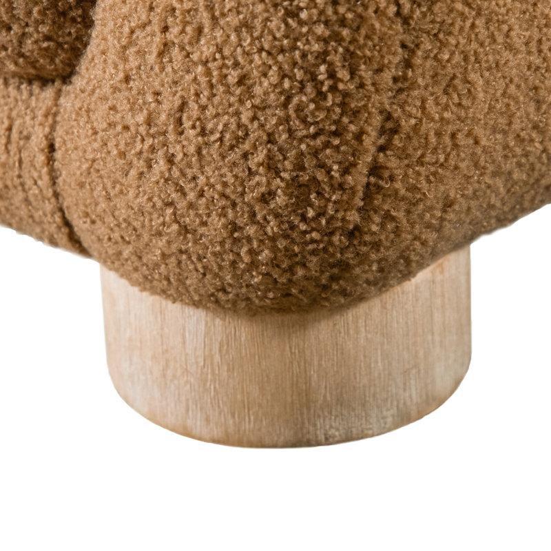 Kahverengi Bukle Kumaş Eğimli Kolçaklı İkili Koltuk - 172 cm - 205513