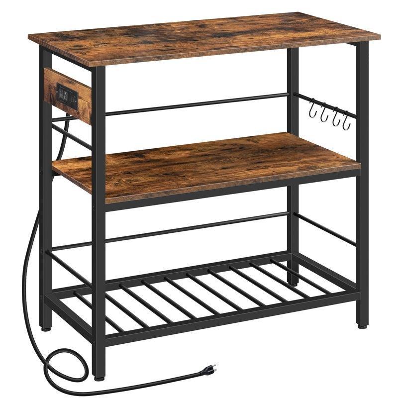 Kahverengi Çelik İskeletli Ahşap Tezgahlı Havlu Askılı Mutfak Rafı - 90x49 cm - 164008 Kahverengi Çelik İskeletli Ahşap Tezgahlı Havlu Askılı Mutfak Rafı - 90x49 cm - 164008