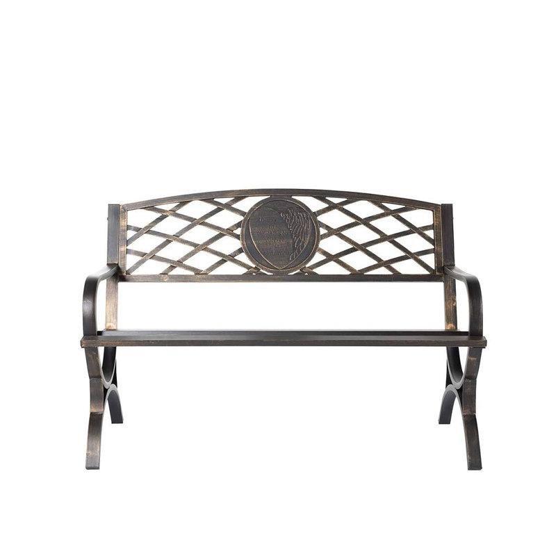 Kahverengi Demir Eskitme Tasarımlı Bahçe Bankı - 114 cm - 172509
