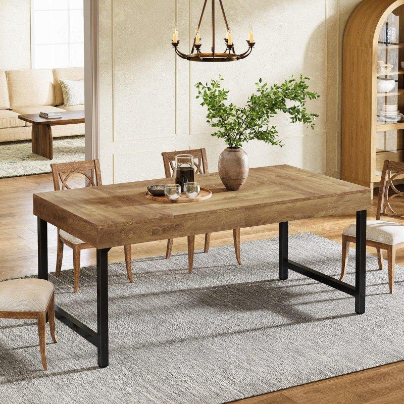 Kahverengi Endüstriyel 4-6 Kişilik Bohem Yemek Masası - 140 cm - 235510