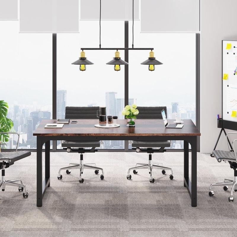 Kahverengi Endüstriyel Ahşap H Şekilli Metal Ayaklı Ofis Masası - 161x80 cm - 177210