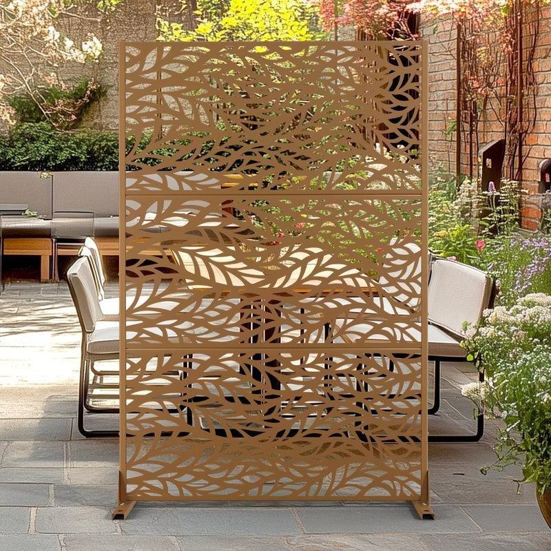 Kahverengi Galvanizli Çelik Dekoratif Ayaklı Bahçe Paravanı - 183x120 cm - 173885