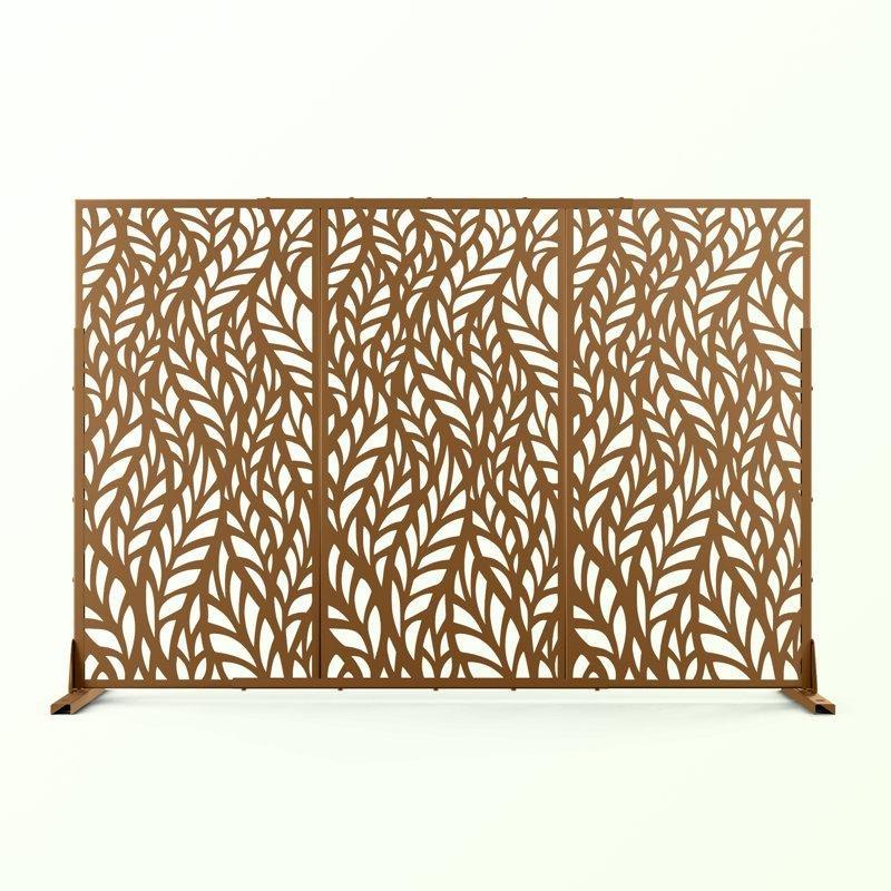 Kahverengi Galvanizli Çelik Dekoratif Ayaklı Bahçe Paravanı - 183x120 cm - 173885