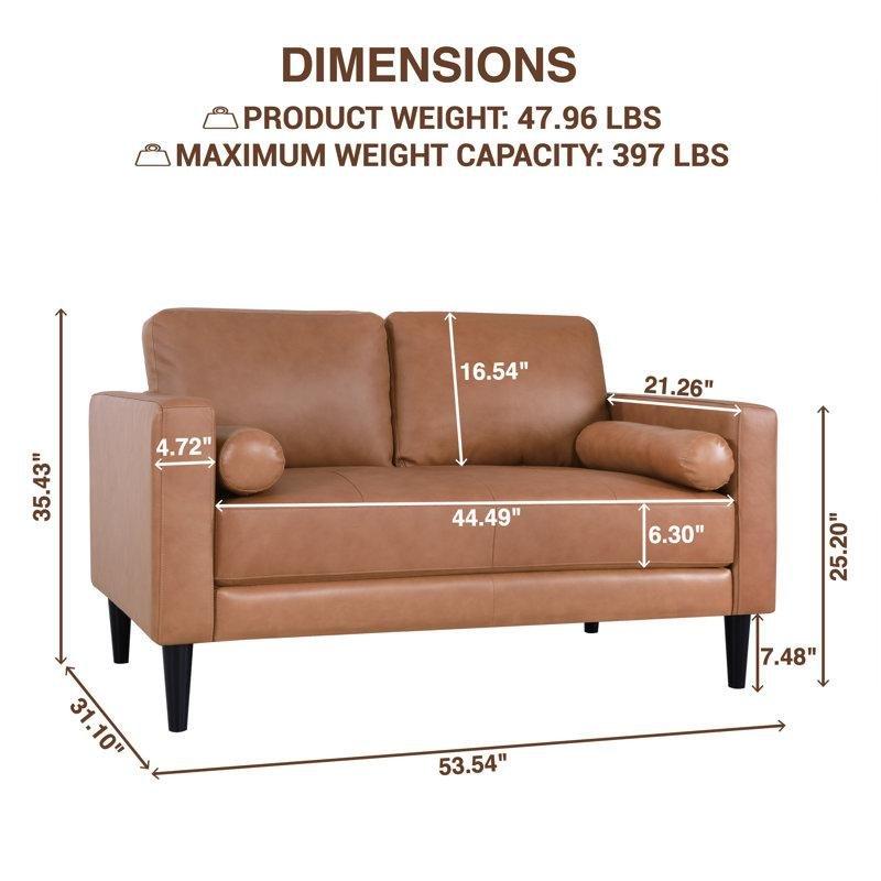 Kahverengi Hakiki Deri Kare Kolçaklı İkili Koltuk - 140 cm - 207409