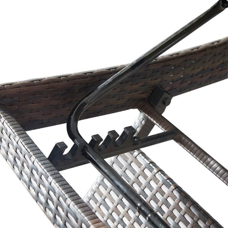 Kahverengi Hasır Ayarlanabilir 4lü Set Şezlong - 202 cm - 171280