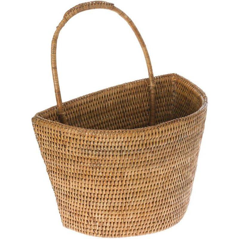 Kahverengi Hasır El Yapımı Askılı Sepetli Duvar Rafı - 40x34 cm - 179396