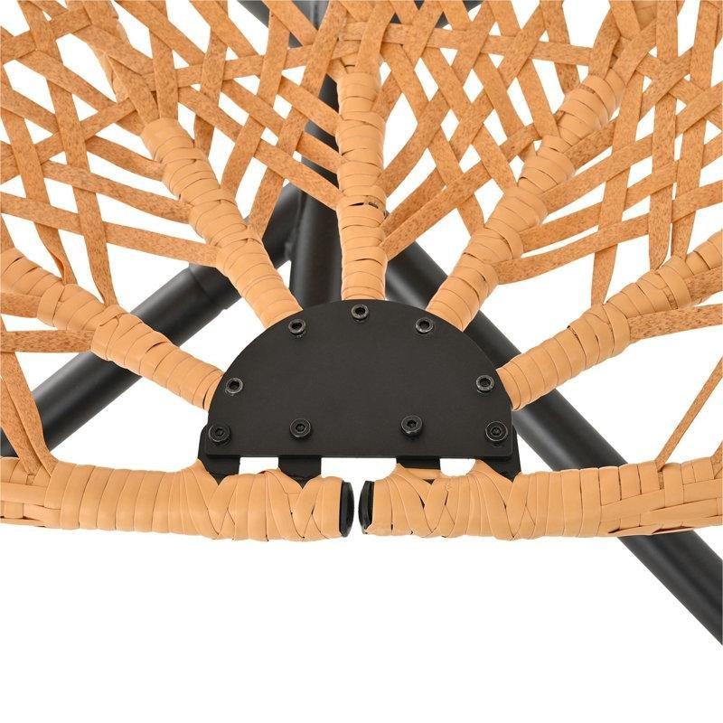 Kahverengi HDPE Rattan Katlanabilir Ayaklı Minderli Balkon Salıncağı - 108 cm - 174276