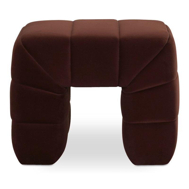 Kahverengi Kadife Geniş Kanallı Dikişli Makyaj Masası Pufu - 59x51 cm - 233488